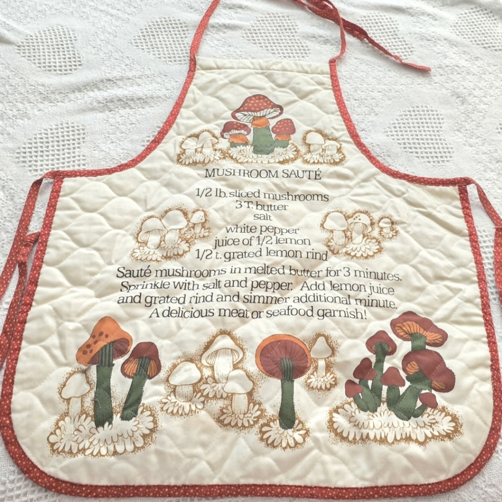 Vtg Mushroom Saute Recipe Apron - Picture 1 of 3